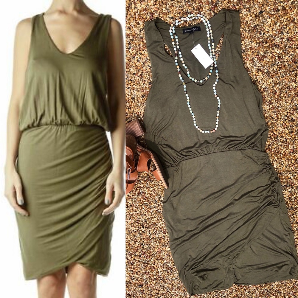 Banana Republic Tulip Racerback Olive Knit Dress